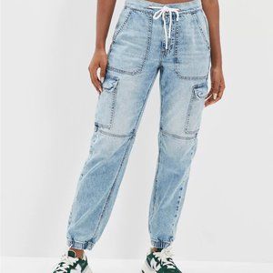 American Eagle High-Waisted Cargo Denim Jogger